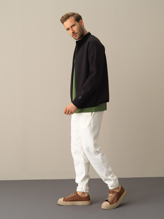 Siyah Regular Fit Dik Yaka Pamuklu Sweat Mont - 3