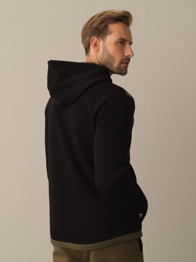 Siyah Regular Fit Kapüşonlu Pamuklu Sweat Mont - 3