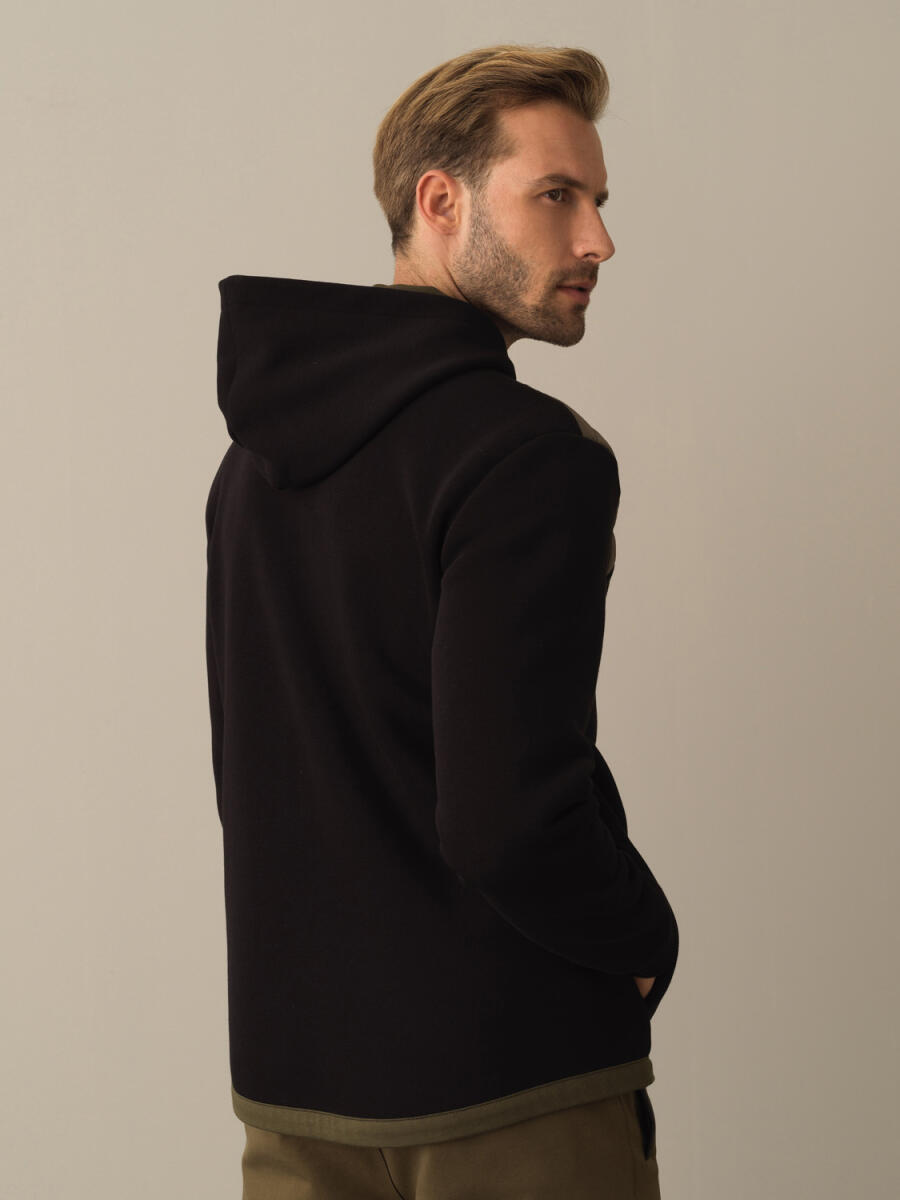 Siyah Regular Fit Kapüşonlu Pamuklu Sweat Mont - 3