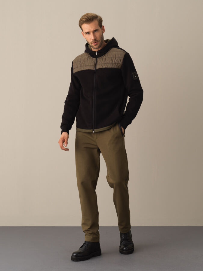 Siyah Regular Fit Kapüşonlu Pamuklu Sweat Mont - 2