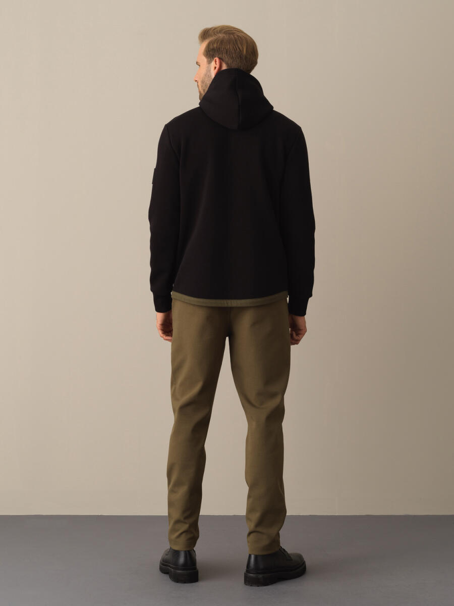 Siyah Regular Fit Kapüşonlu Pamuklu Sweat Mont - 4