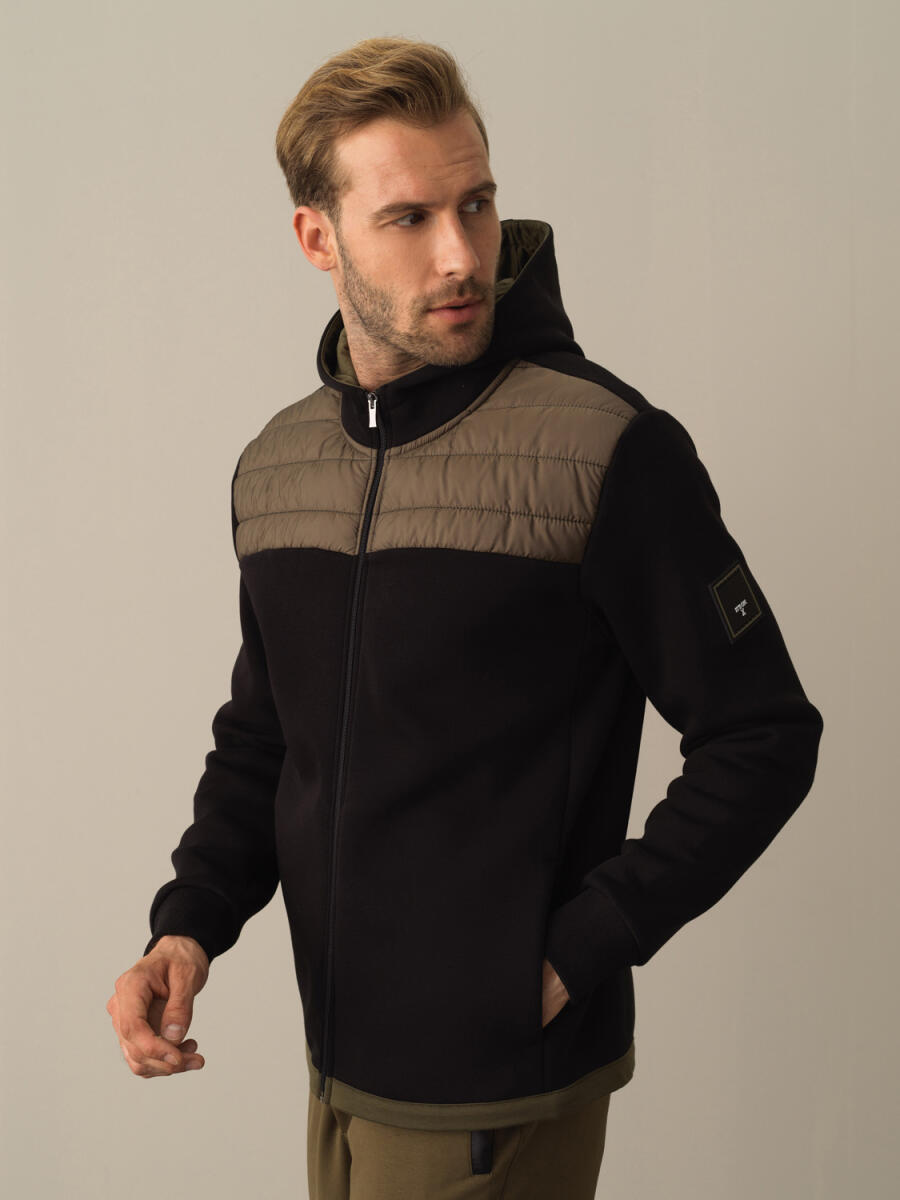 Siyah Regular Fit Kapüşonlu Pamuklu Sweat Mont - 1