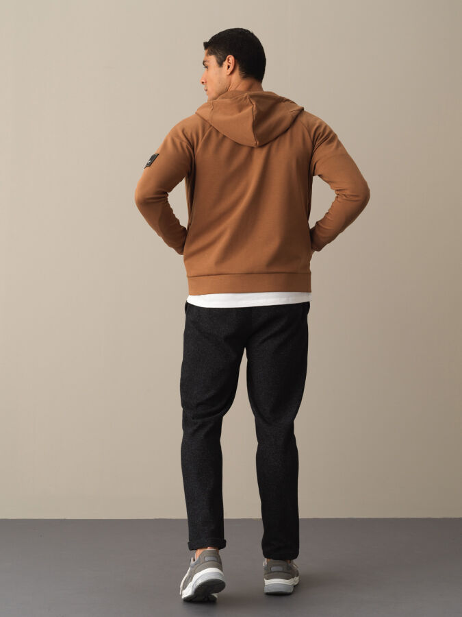 Camel Slim Fit Kapüşonlu Pamuklu Sweat Mont - 4