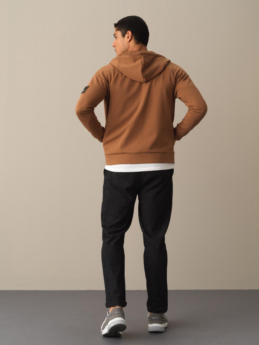 Camel Slim Fit Kapüşonlu Pamuklu Sweat Mont - 4