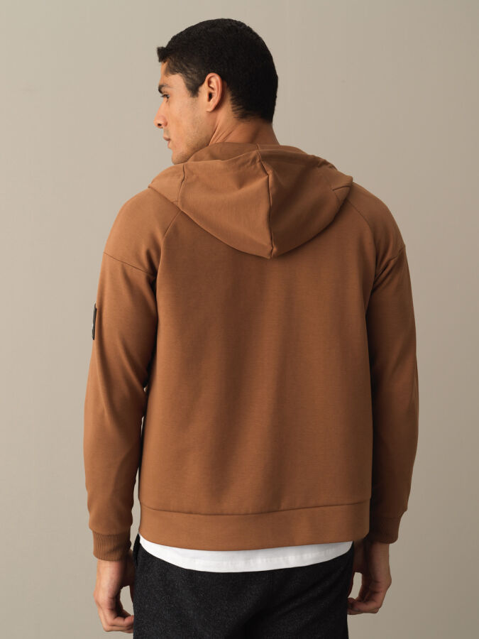 Camel Slim Fit Kapüşonlu Pamuklu Sweat Mont - 3