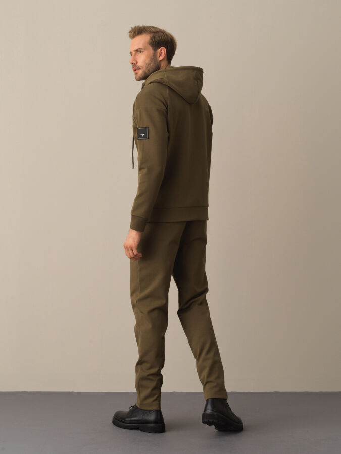 Haki Slim Fit Kapüşonlu Pamuklu Sweat Mont - 3