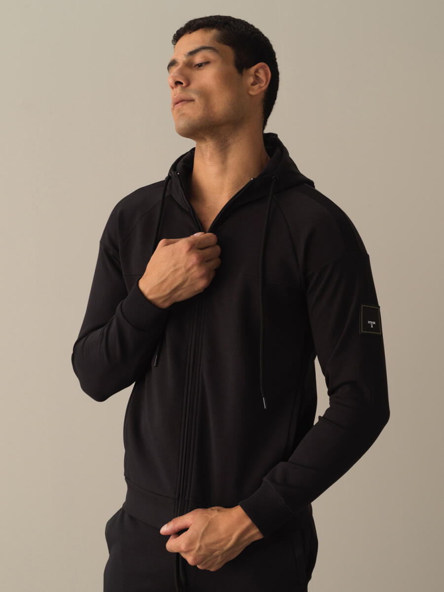 Siyah Slim Fit Kapüşonlu Pamuklu Sweat Mont - 1