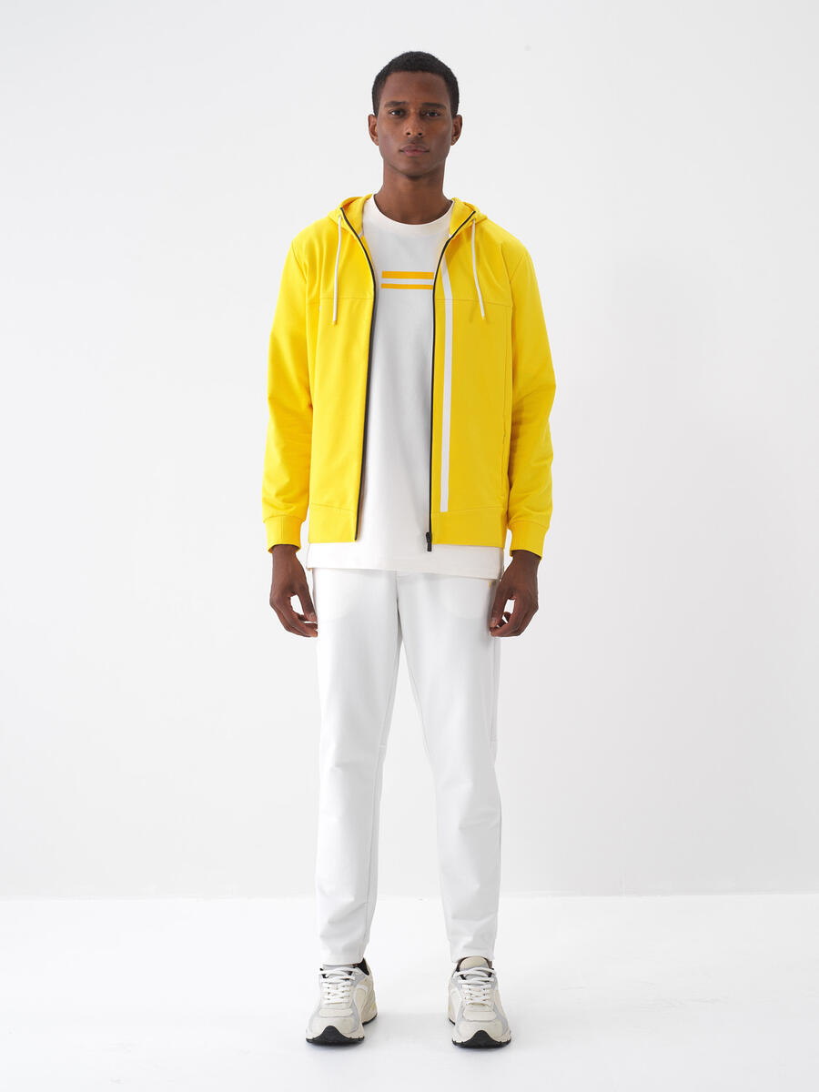 Sarı Pamuk Dokulu Slim Fit Sweat Mont - 1