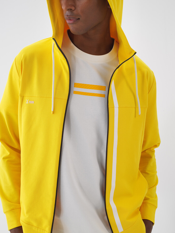 Sarı Pamuk Dokulu Slim Fit Sweat Mont