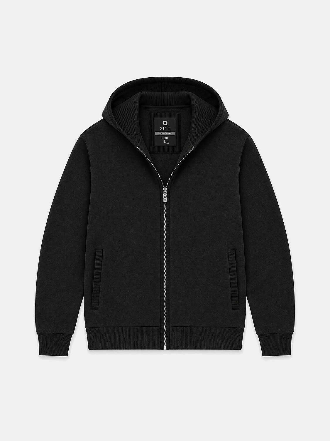 Siyah Oversize Kapüşonlu Pamuklu Sweat Mont - 1