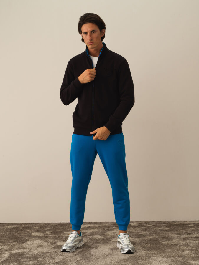 Siyah Regular Fit Dik Yaka Pamuklu Polar Sweat Mont - 2