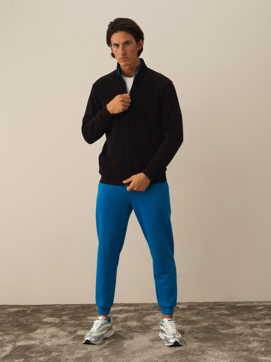 Siyah Regular Fit Dik Yaka Pamuklu Polar Sweat Mont - 2