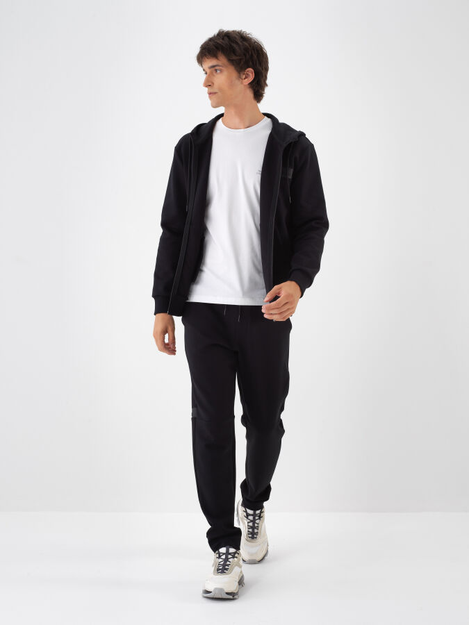 Siyah Pamuk Dokulu Regular Fit Sweatmont - 3