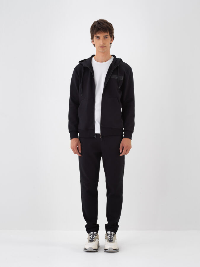 Siyah Pamuk Dokulu Regular Fit Sweatmont (1)