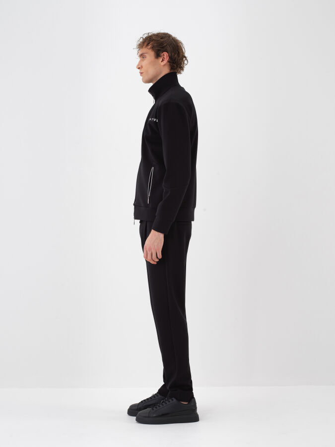 Siyah Pamuk Dokulu Regular Fit Sweatmont - 3