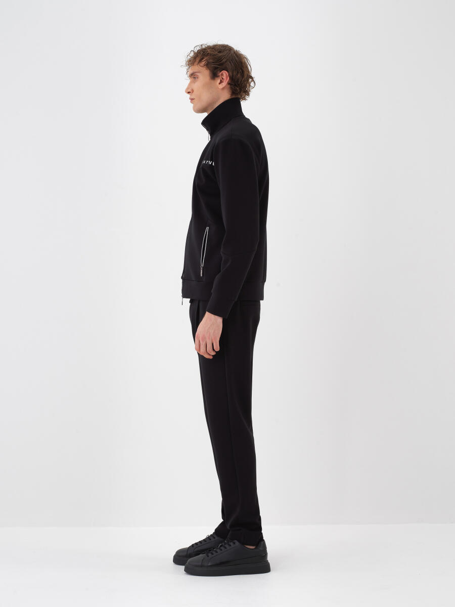 Siyah Pamuk Dokulu Regular Fit Sweatmont - 3