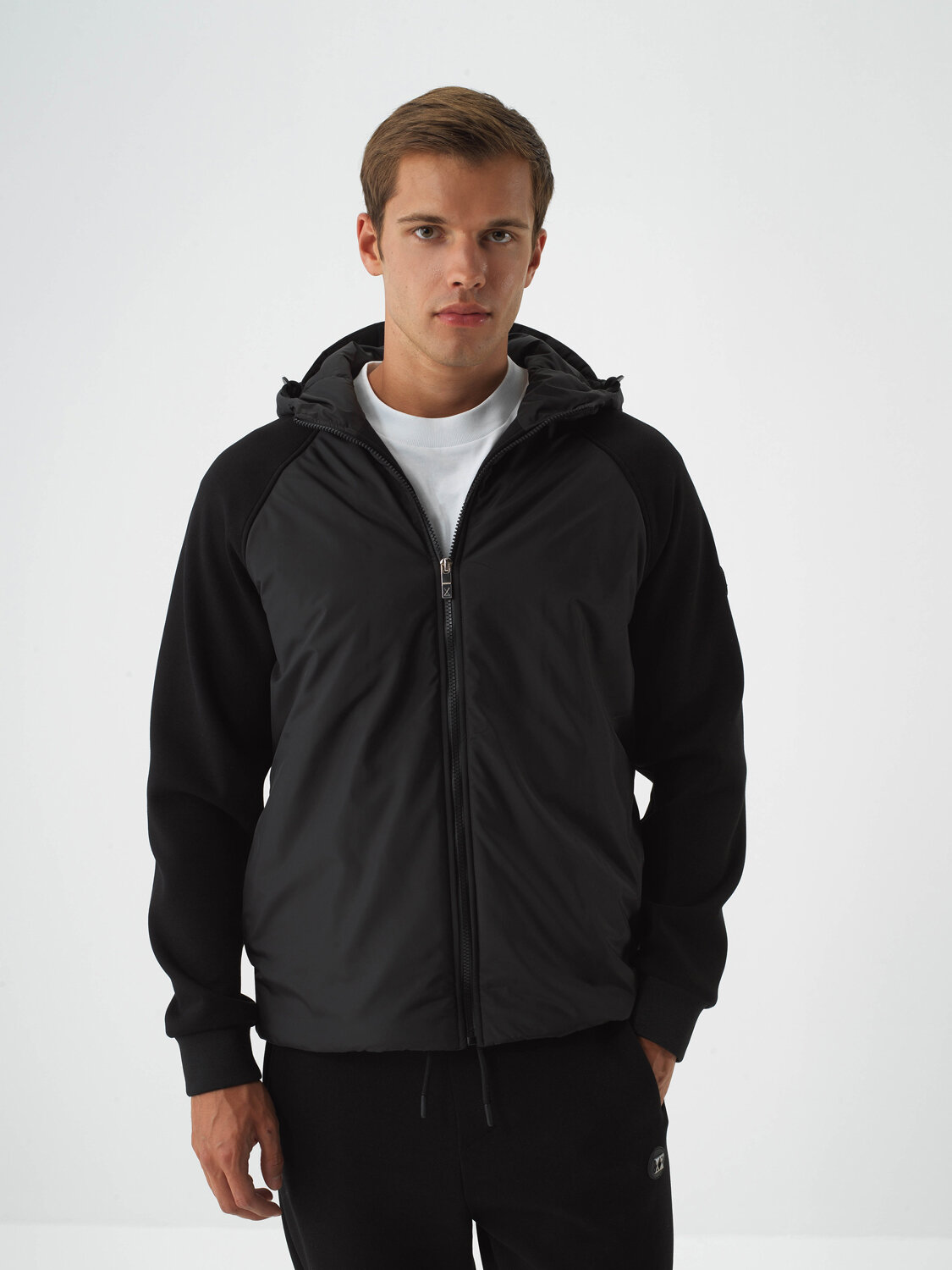 Siyah Pamuk Dokulu Regular Fit Sweatmont