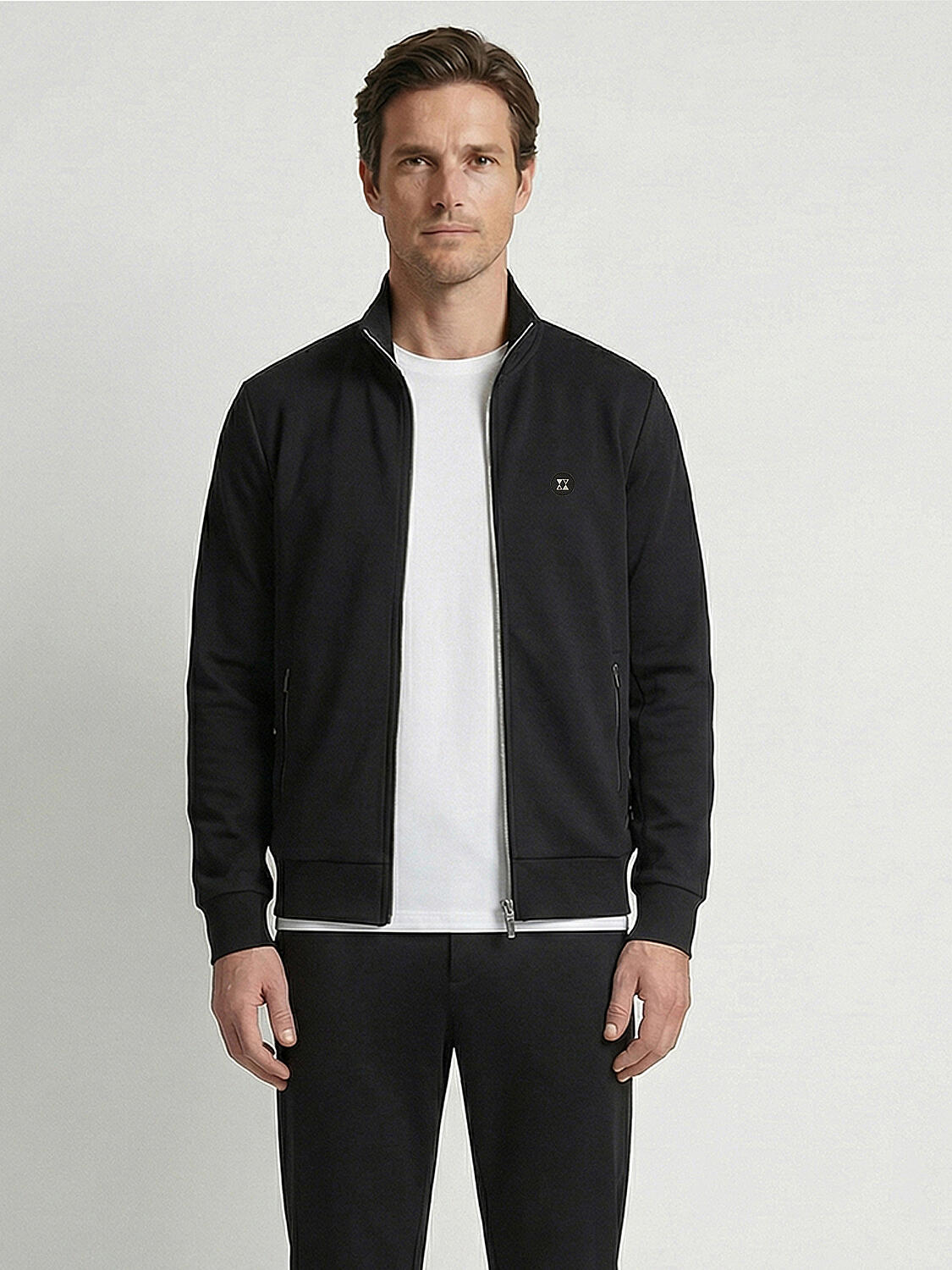 Siyah Pamuk Dokulu Regular Fit Sweatmont - 1