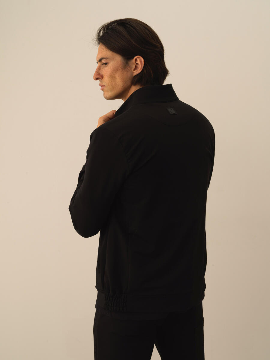 Siyah Slim Fit Dik Yaka Pamuklu Sweat Mont - 3