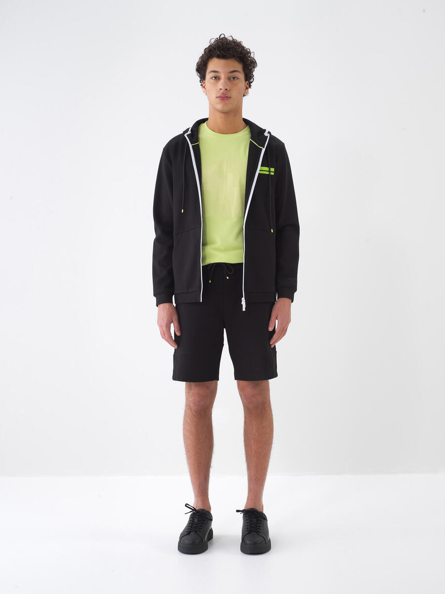 Siyah Pamuk Dokulu Regular Fit Sweat Mont - 1