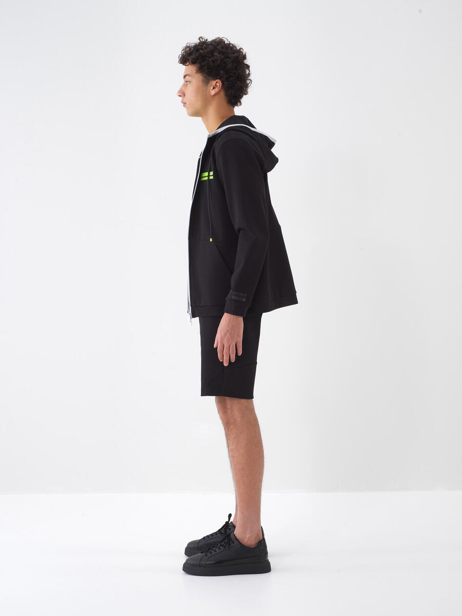 Siyah Pamuk Dokulu Regular Fit Sweat Mont - 4