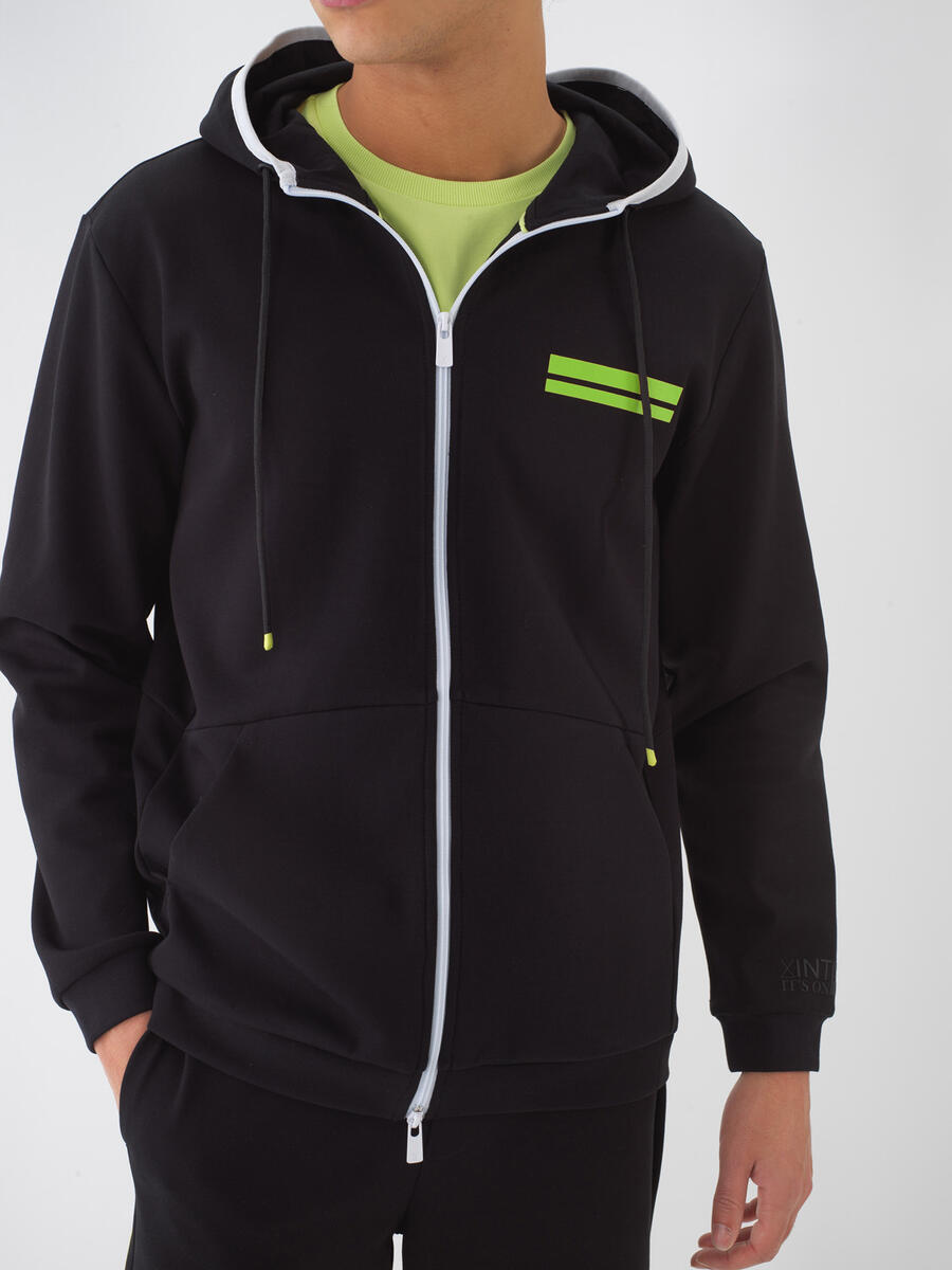 Siyah Pamuk Dokulu Regular Fit Sweat Mont - 2
