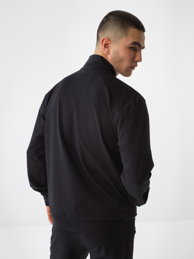 Siyah Pamuk Dokulu Regular Fit Sweat Mont - 4