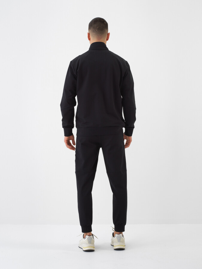 Siyah Pamuk Dokulu Regular Fit Sweat Mont - 5