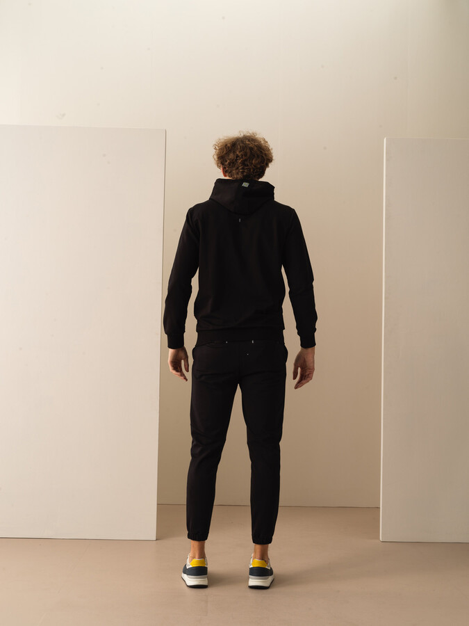 Siyah Pamuk Dokulu Slim Fit Sweat Mont (4)