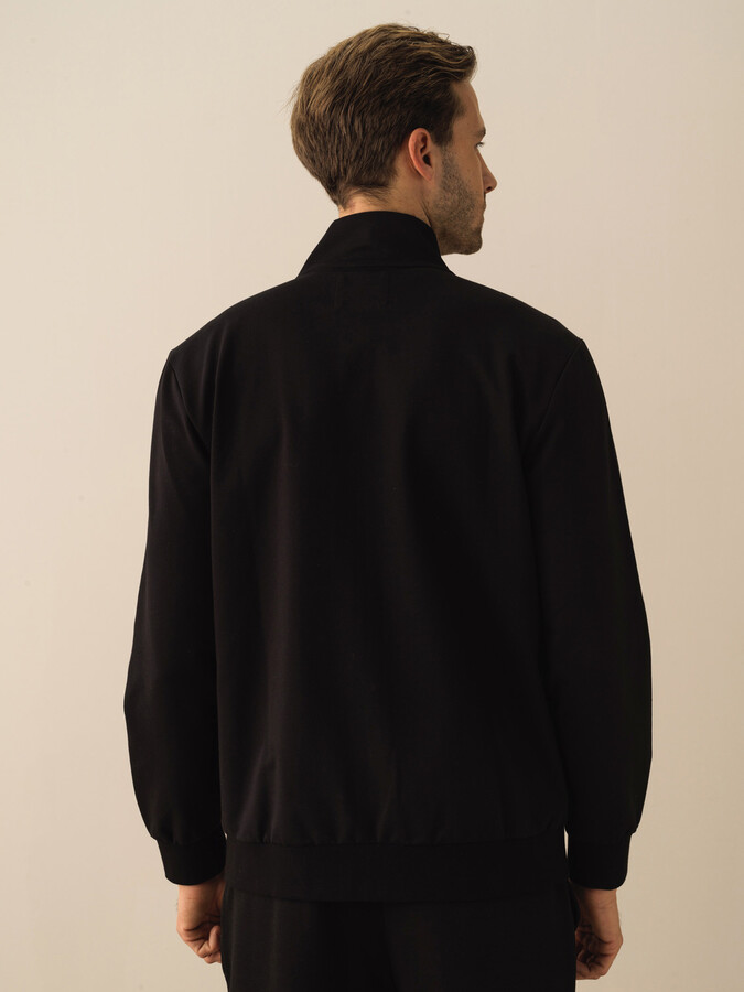 Siyah Pamuk Dokulu Slim Fit Sweat Mont (4)