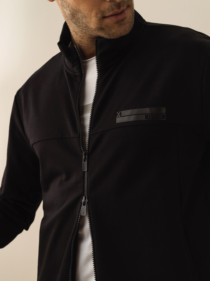 Siyah Pamuk Dokulu Slim Fit Sweat Mont (3)