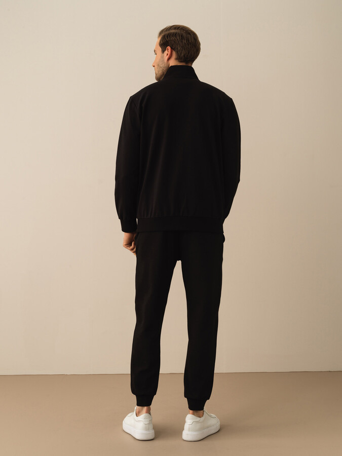 Siyah Pamuk Dokulu Slim Fit Sweat Mont (5)