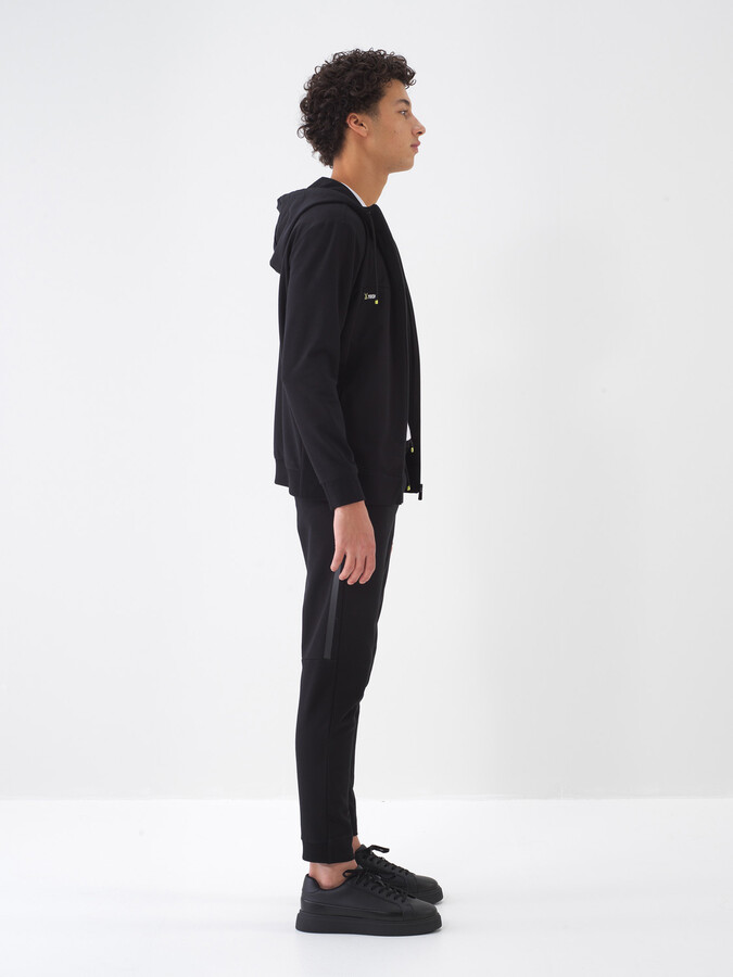 Siyah Pamuk Dokulu Slim Fit Sweat Mont - 3