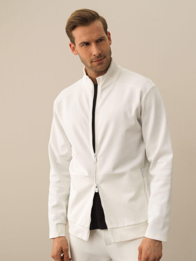 Xint Toptan Kırık Beyaz Pamuk Dokulu Regular Fit Sweatmont