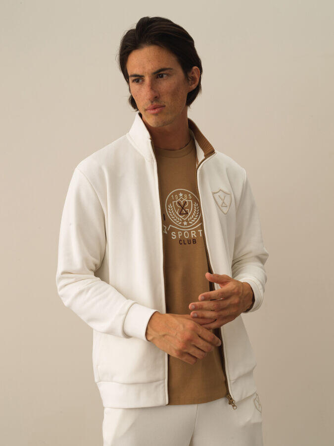 Xint Toptan Ekru Pamuk Dokulu Regular Fit Sweatmont
