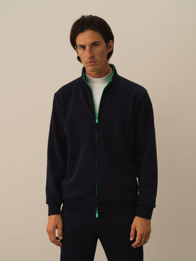 Xint Toptan Lacivert Pamuk Dokulu Regular Fit Sweatmont
