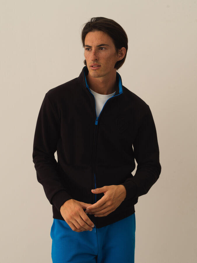 Xint Toptan Siyah Pamuk Dokulu Regular Fit Sweatmont