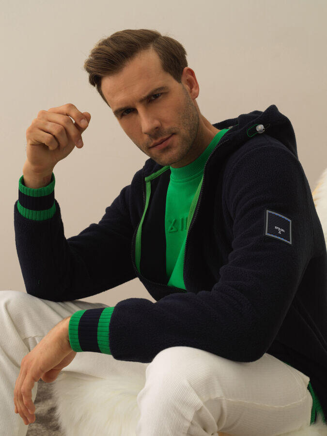 Xint Toptan Lacivert Pamuk Dokulu Regular Fit Sweatmont