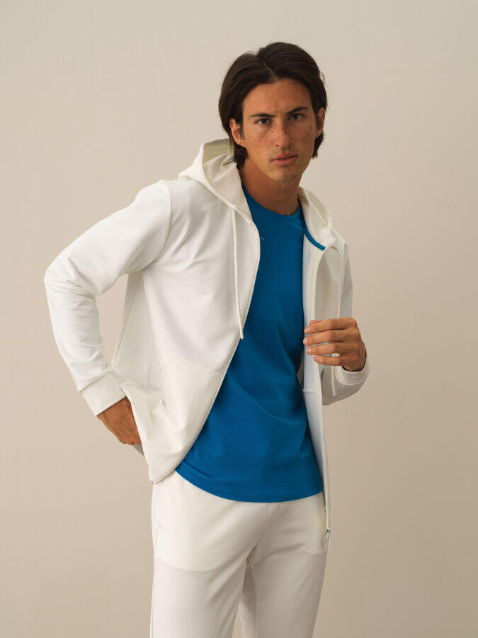 Xint Toptan Kırık Beyaz Pamuk Dokulu Slim Fit Sweatmont