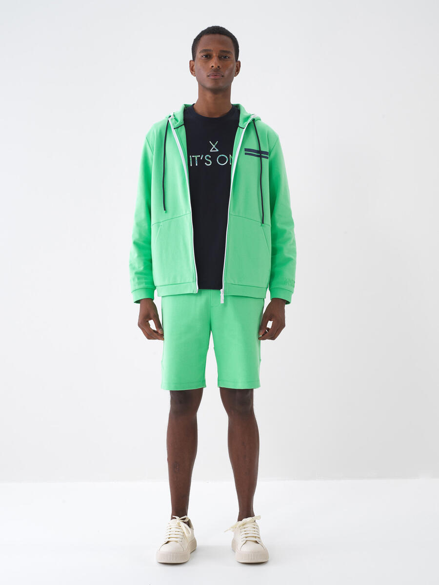 Yeşil Pamuk Dokulu Regular Fit Sweat Mont - 1
