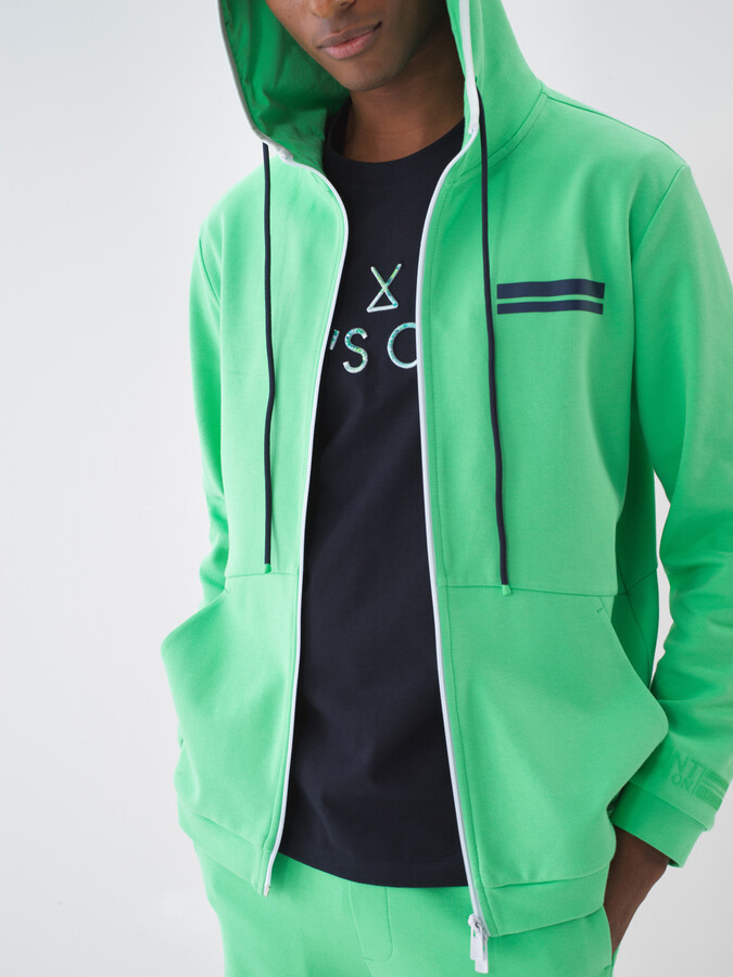 Yeşil Pamuk Dokulu Regular Fit Sweat Mont