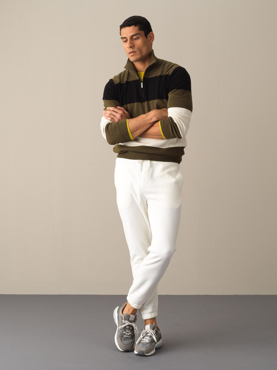 Beyaz Formunu Koruyan Regular Fit Polar Sweat Pantolon - 2