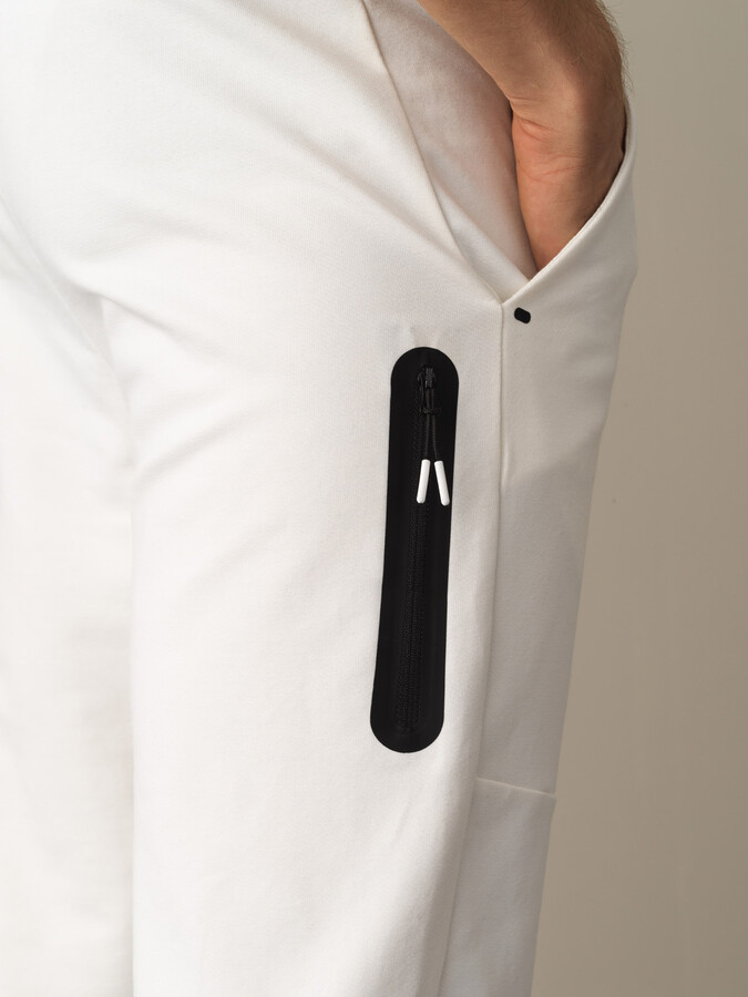 Beyaz Pamuk Dokulu Slim Fit Sweat Pantolon - Xint