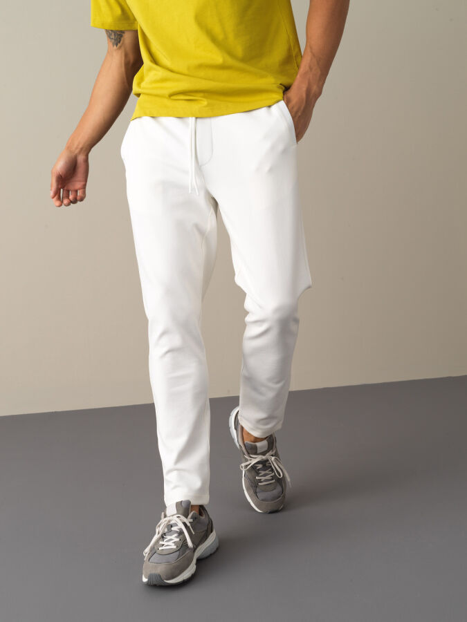 Ekru Regular Fit Pamuklu Sweat Pantolon - 1