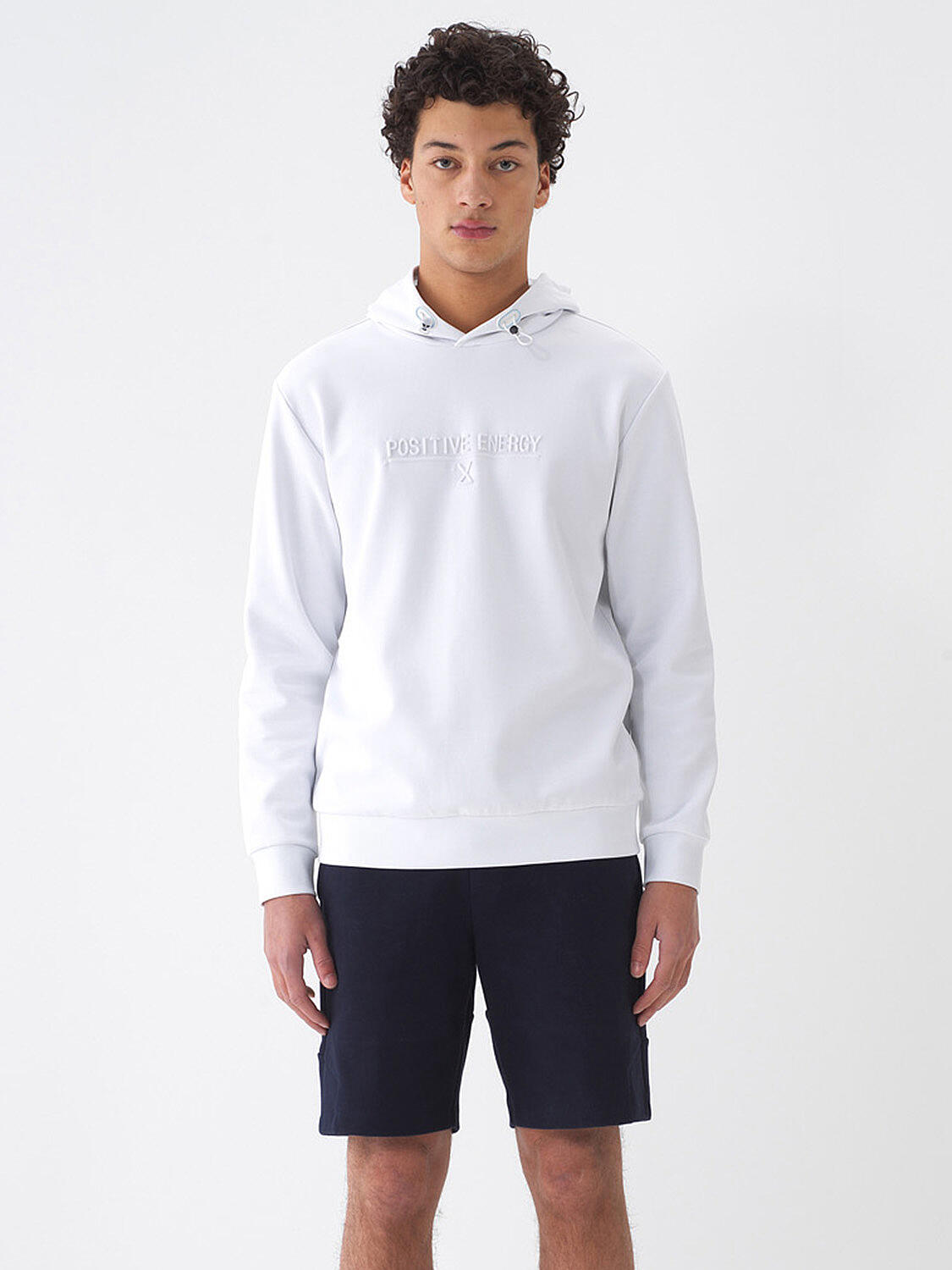 Beyaz Pamuk Dokulu Regular Fit Sweatshirt - 2