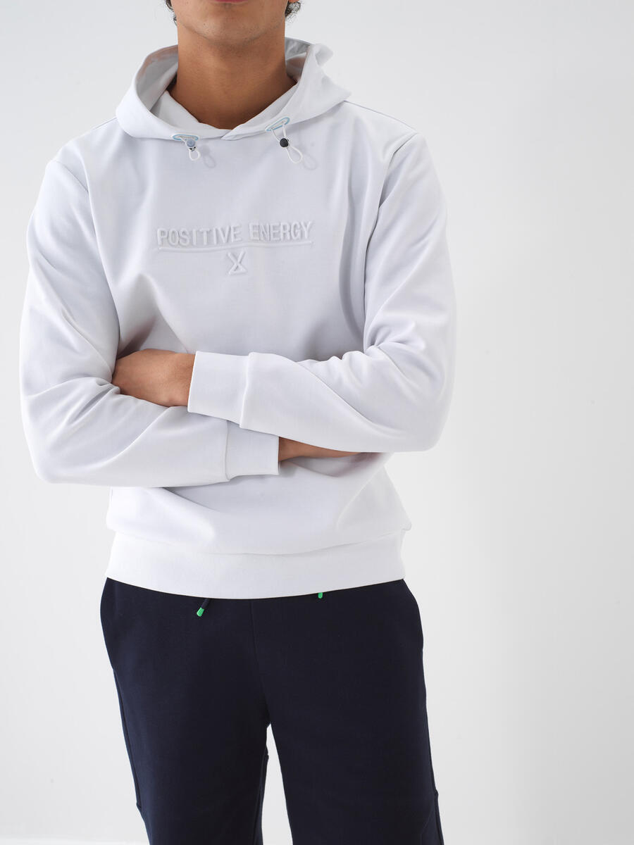 Beyaz Pamuk Dokulu Regular Fit Sweatshirt - 1