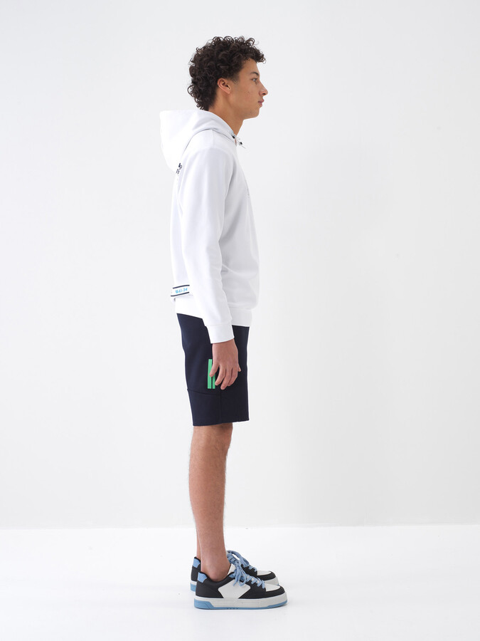 Beyaz Pamuk Dokulu Regular Fit Sweatshirt - 3