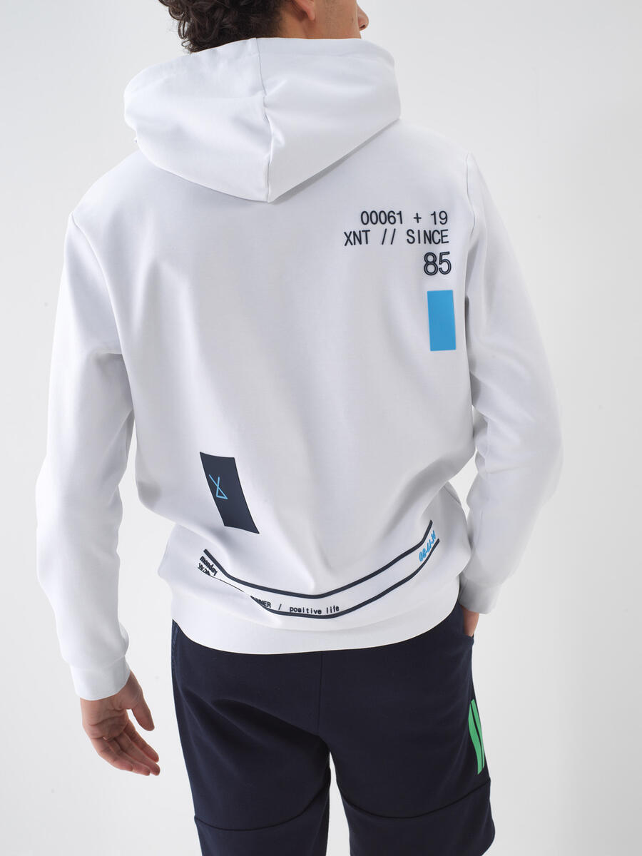 Beyaz Pamuk Dokulu Regular Fit Sweatshirt - 5