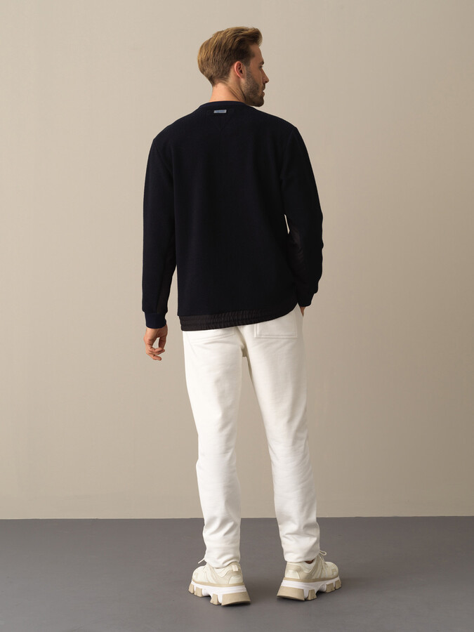Lacivert Regular Fit Bisiklet Yaka Polar Sweatshirt - 4