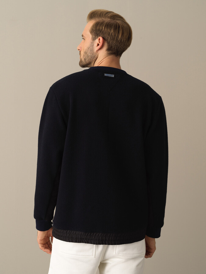 Lacivert Regular Fit Bisiklet Yaka Polar Sweatshirt - 3